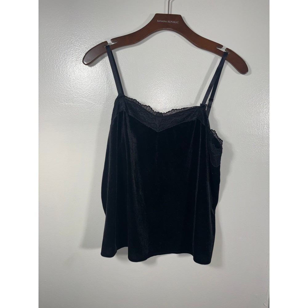 Vintage Old Navy Velvet Lace Cami Womens Sz XL Black Sleeveless Tank Top